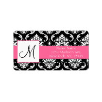 Wedding RSVP Address Labels Damask Monogram