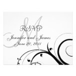 Wedding RSVP Card Monogram Names Swirls Announcements