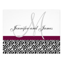 Wedding RSVP Card Monogram Zebra Pattern Custom Invitation