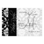 Wedding RSVP Cards Black Damask Monogram Personalized Invitations