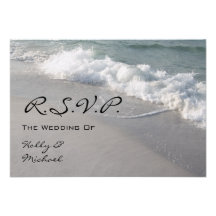 Wedding RSVP - Ocean Waves & Sand Personalized Announcement