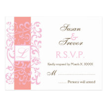 Wedding RSVP Post Card - Monogram Vine