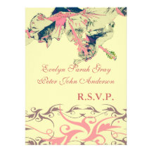 Wedding rsvp Vintage exotic floral brocade Personalized Invites