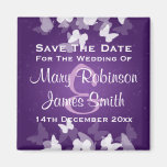 Wedding Save The Date Elusive Butterflies Purple Fridge Magnet