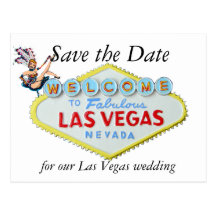 Wedding Save the Date Las Vegas  Sign and Showgirl Post Cards