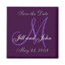Wedding Save the Date Monogram Purple Magnet