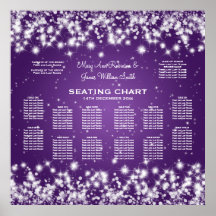 Wedding Seating Chart Winter Sparkle Purple Print
