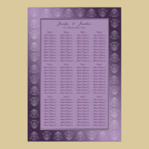 Wedding Seating Plan Chart Purple Metallic Damask posters
