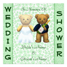 Wedding shower Apple Green Teddy Bears invite