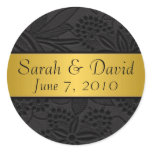 Wedding sticker black with gold ribbon