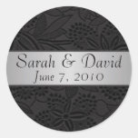 Wedding sticker black with silver ribbon
