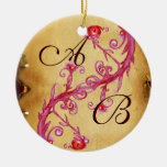 WEDDING SWIRL SOUVENIR MONOGRAM CHRISTMAS TREE ORNAMENTS