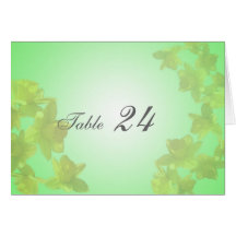 wedding table card,yellow tulip flowers