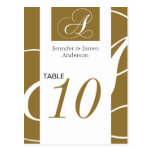 Wedding Table Number Cards Gold Monogram Post Cards