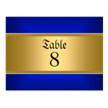 Wedding table Numbers Gold Blue Post Cards