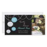 Wedding Thank You Aqua Blue Lanterns Photo Card photo cards