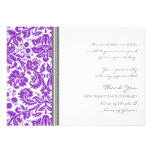 Wedding Thank You Cards Purple Gray Damask