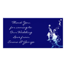 Wedding Thank You Photo-cards Elegant Blue Picture Card
