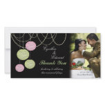 Wedding Thank You Pink Green Lanterns Photo Card photo cards