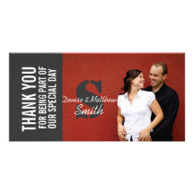 Wedding Thank You with Monogram Names Photo Cards