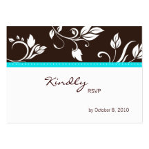 Wedding trendy reply card turquoise blue brown 2 business card