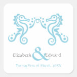 Wedding Turquoise Aqua Sea Horse Save the Date Sticker