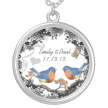 Wedding Vintage Bluebirds Anniversary Necklace