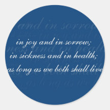 Wedding Vow In Sickness Blue Stickers