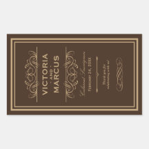 Wedding Wine Bottle Monogram Favour Labels Rectangle Sticker