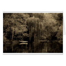 Weeping willow and boat greeting cards