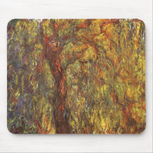 Weeping Willow, Claude Monet Vintage Impressionism Mousepads