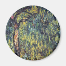 Weeping Willow II by Monet, Vintage Impressionism Fridge Magnet