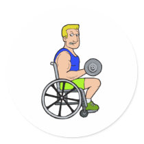 Weight Lifting Round Stickers