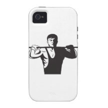 Weightlifter Lifting Weights Retro Vibe iPhone 4 Covers