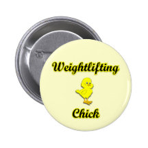 Weightlifting Chick Button