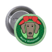 Weimaraner Christmas Pinback Buttons