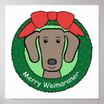 Weimaraner Christmas Print