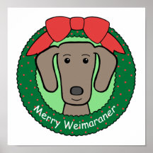 Weimaraner Christmas Print