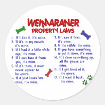 WEIMARANER Property Laws 2 Sticker