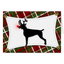 Weimaraner Reindeer Christmas Card