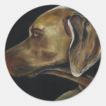 weimaraner round sticker