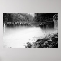 Weir Dam in Black and White Print