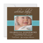 Welcome Baby! Aqua Ribbon Birth Announcement