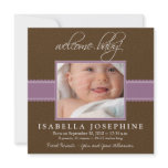 Welcome Baby! Purple Ribbon Birth Announcement