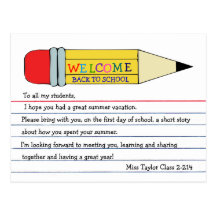 Welcome Back to School Pencil Postcard