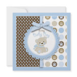 Welcome Bear Boy Square invitations