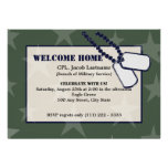 Welcome Home Military Green Stars and Dog Tags Custom Invites