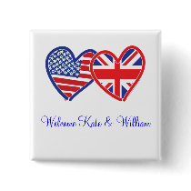 Welcome Kate & William/ Royal Wedding Pinback Buttons