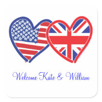 Welcome Kate & William/ Royal Wedding Square Stickers