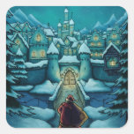 welcome santa holiday square sticker